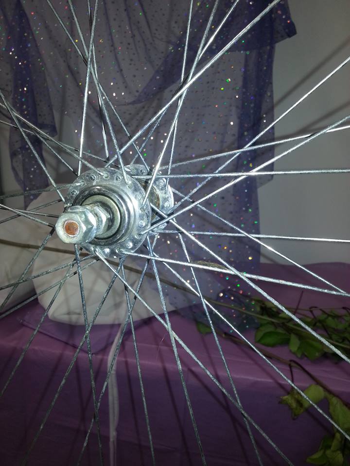 A photo of my bicycle wheel sculpture.